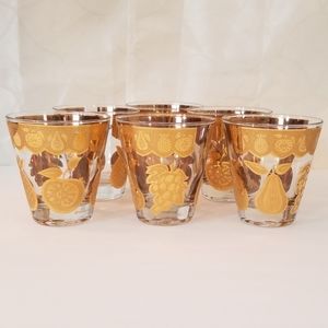 Culver Florentine Glasses Cocktail 22K Gold Signed